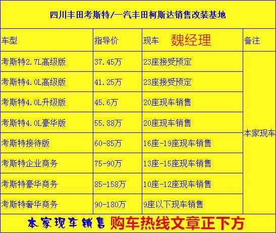 非凡体育黑金刚考斯特8座价格 8座报价一览表(图2)