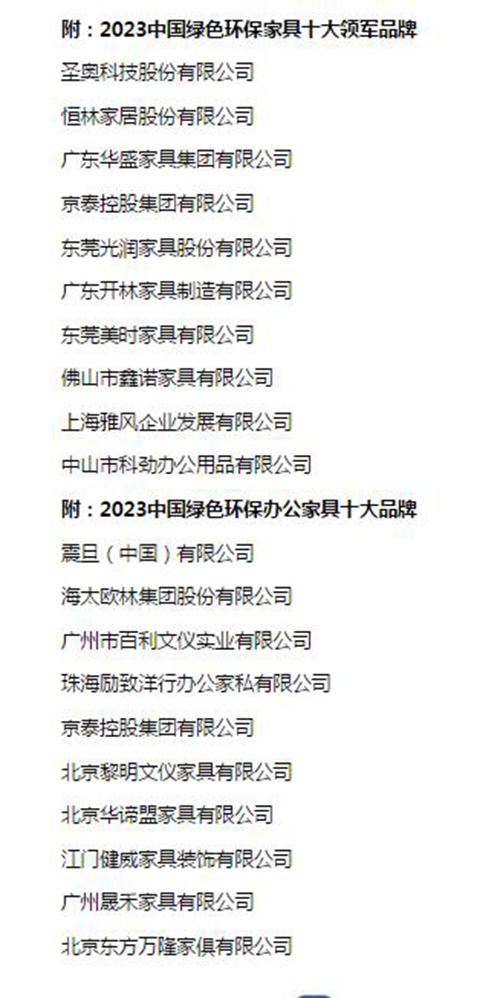 2023中国绿色环保家具十非凡体育大领军品牌榜单发布(图2)